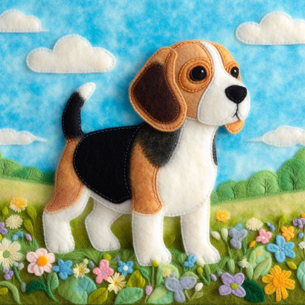 Felt Beagle Birthday Card