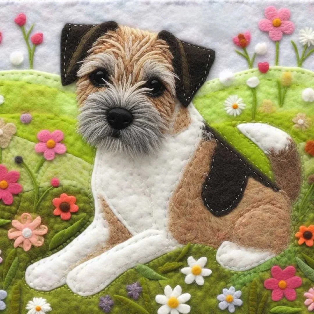 Felt Border Terrier Birthday Card