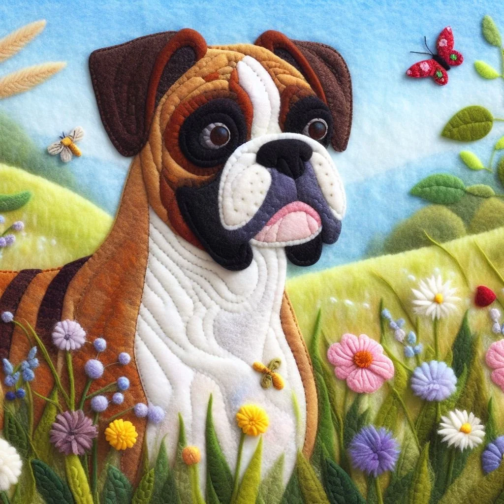 Felt Boxer Dog Birthday Card