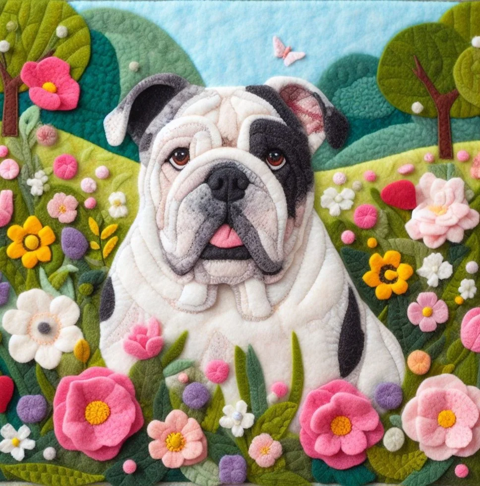 Felt Bulldog Birthday Card