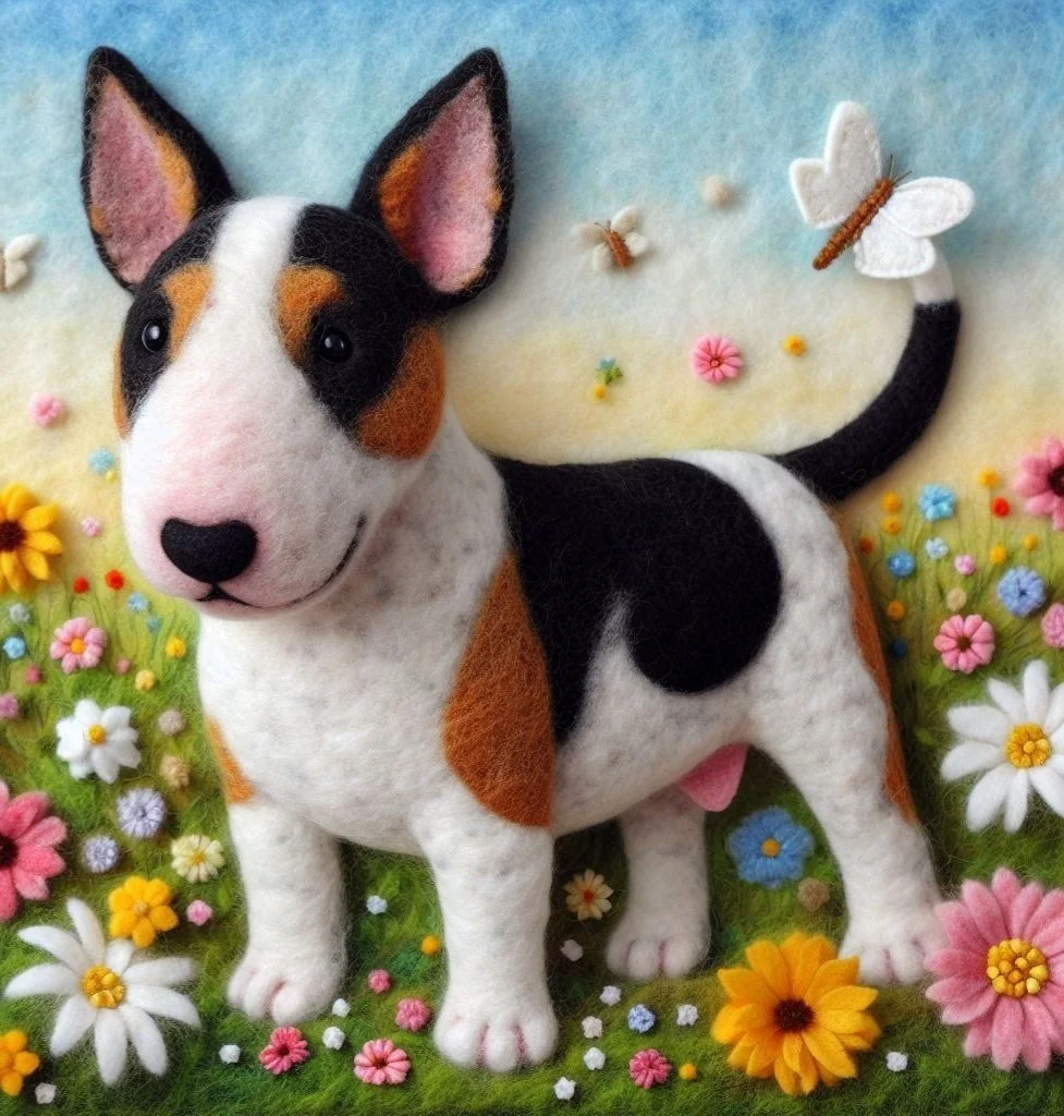 Felt Bull Terrier Birthday Card