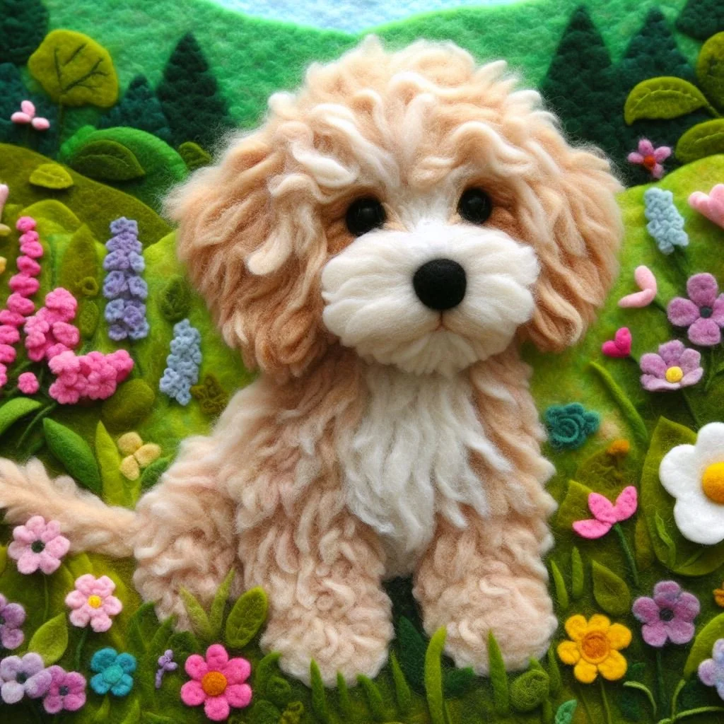 Felt Cockapoo Birthday Card