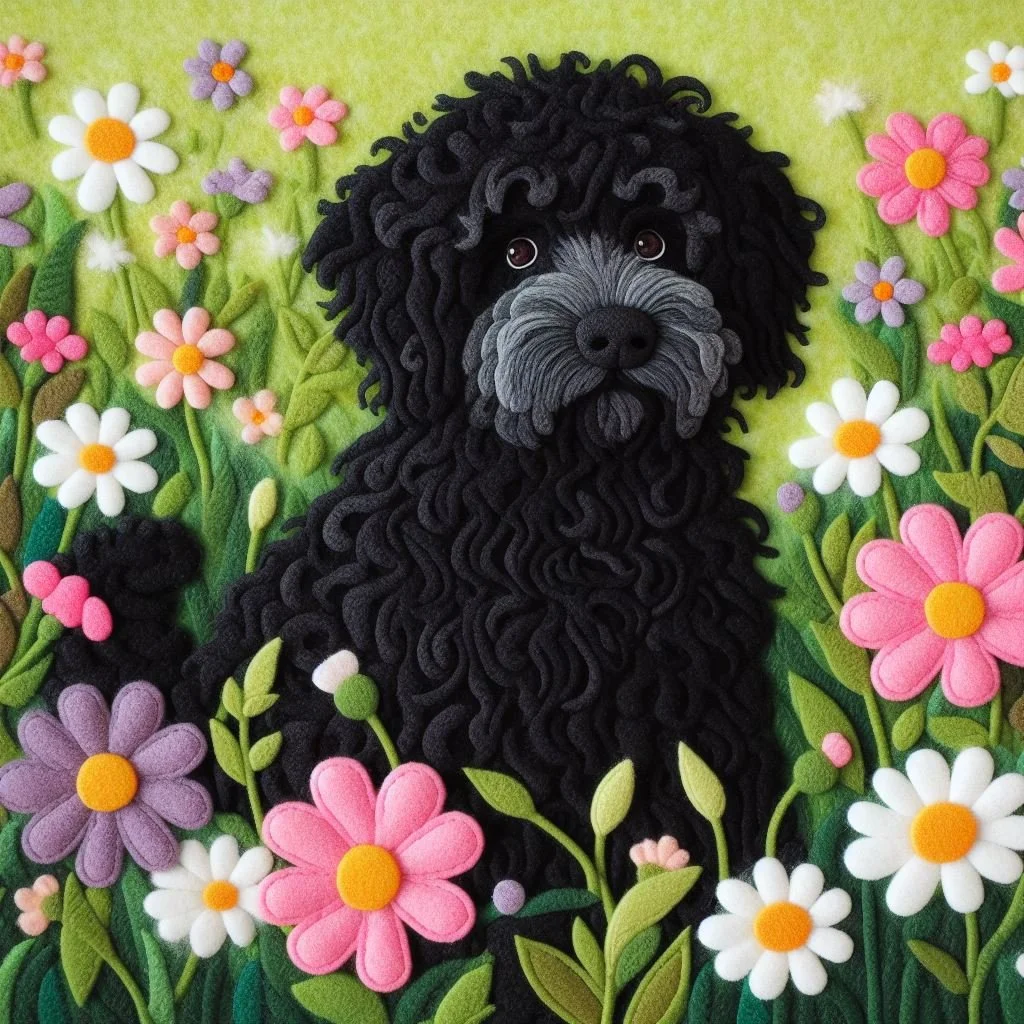 Felt Black Cockapoo Birthday Card