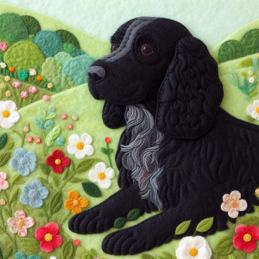 Felt Black Cocker Spaniel Birthday Card