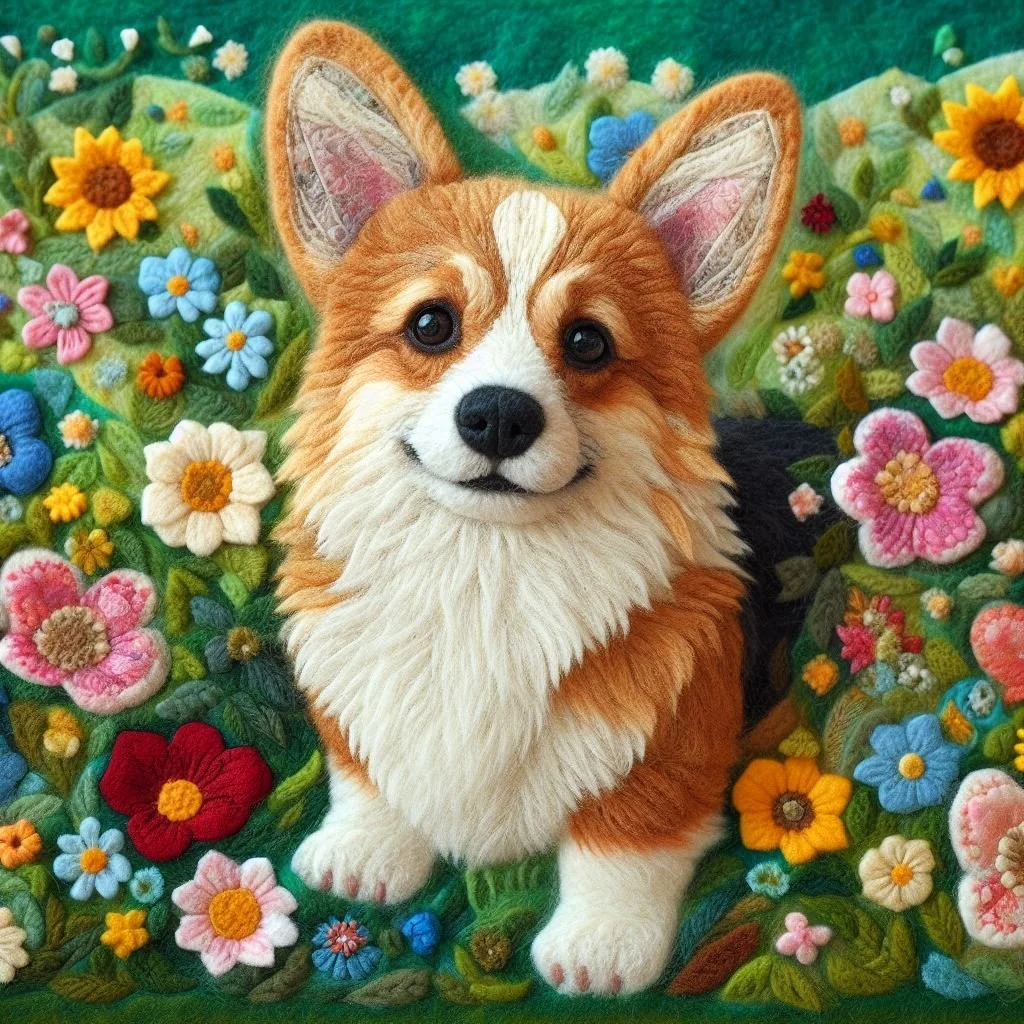 Felt Corgi Birthday Card