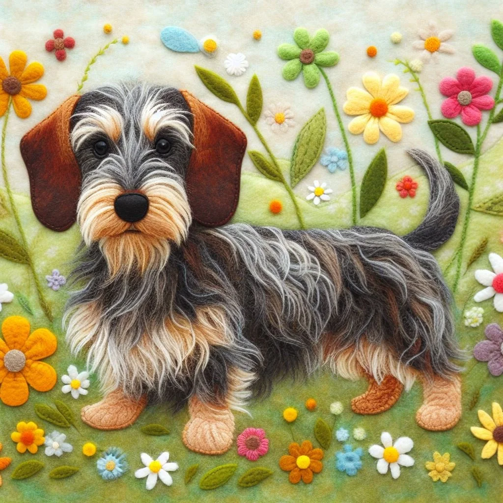 Felt Wire Hair Dachshund Birthday Card