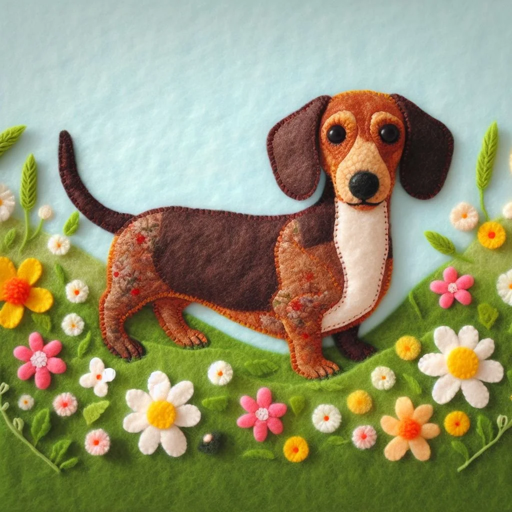 Felt Dachshund Birthday Card