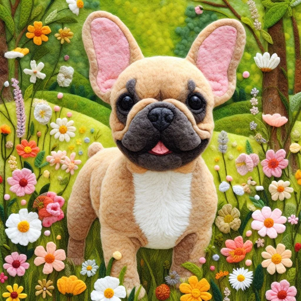 Felt Tan Frenchie Birthday Card