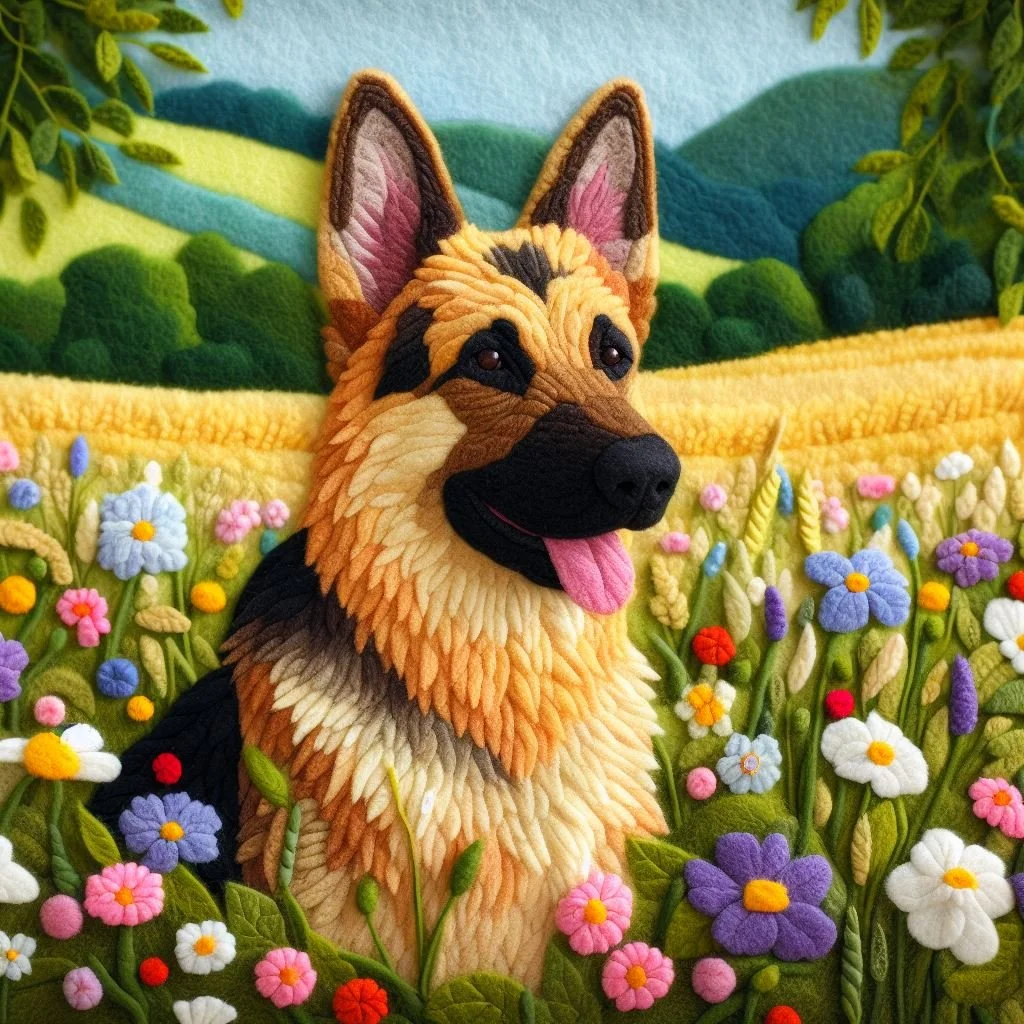 Felt German Shepherd Birthday Card