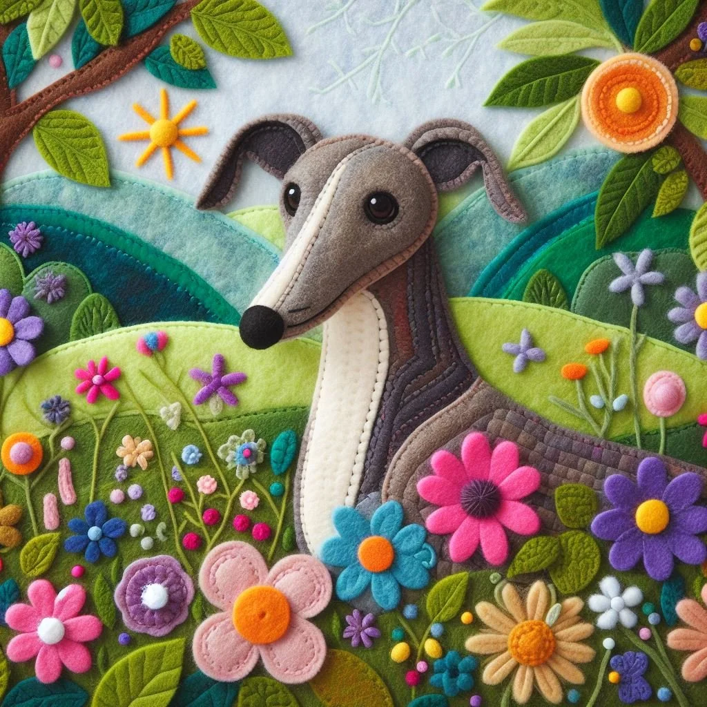Felt Greyhound Birthday Card
