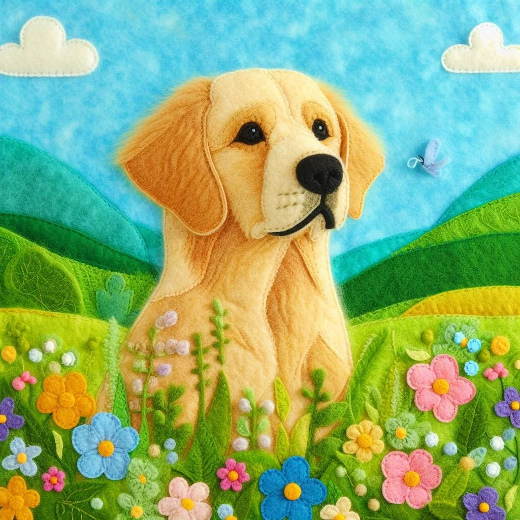 Felt Golden Retriever Birthday Card
