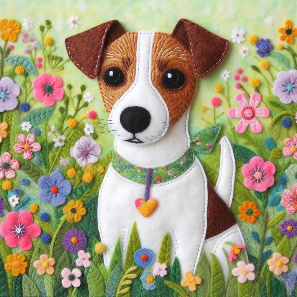 Felt Jack Russell Birthday Card