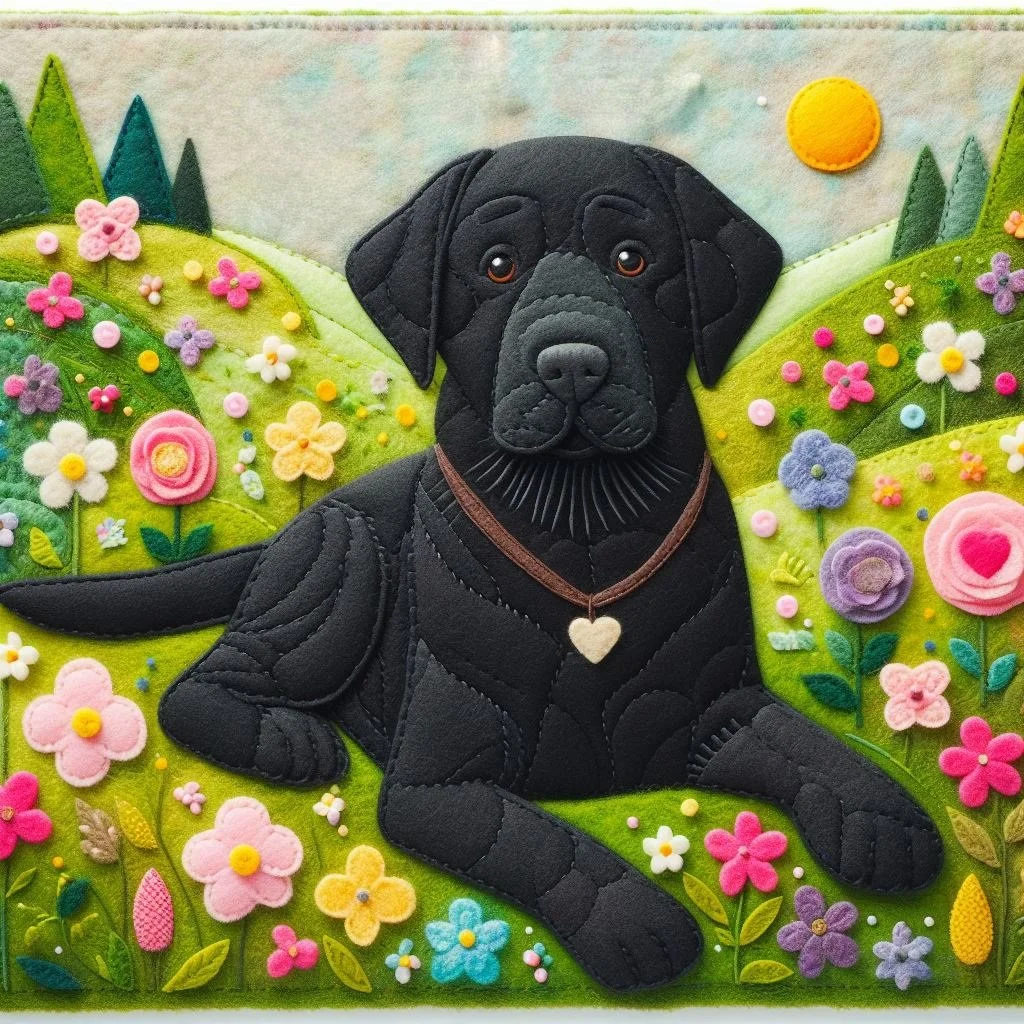 Felt Black Lab Birthday Card