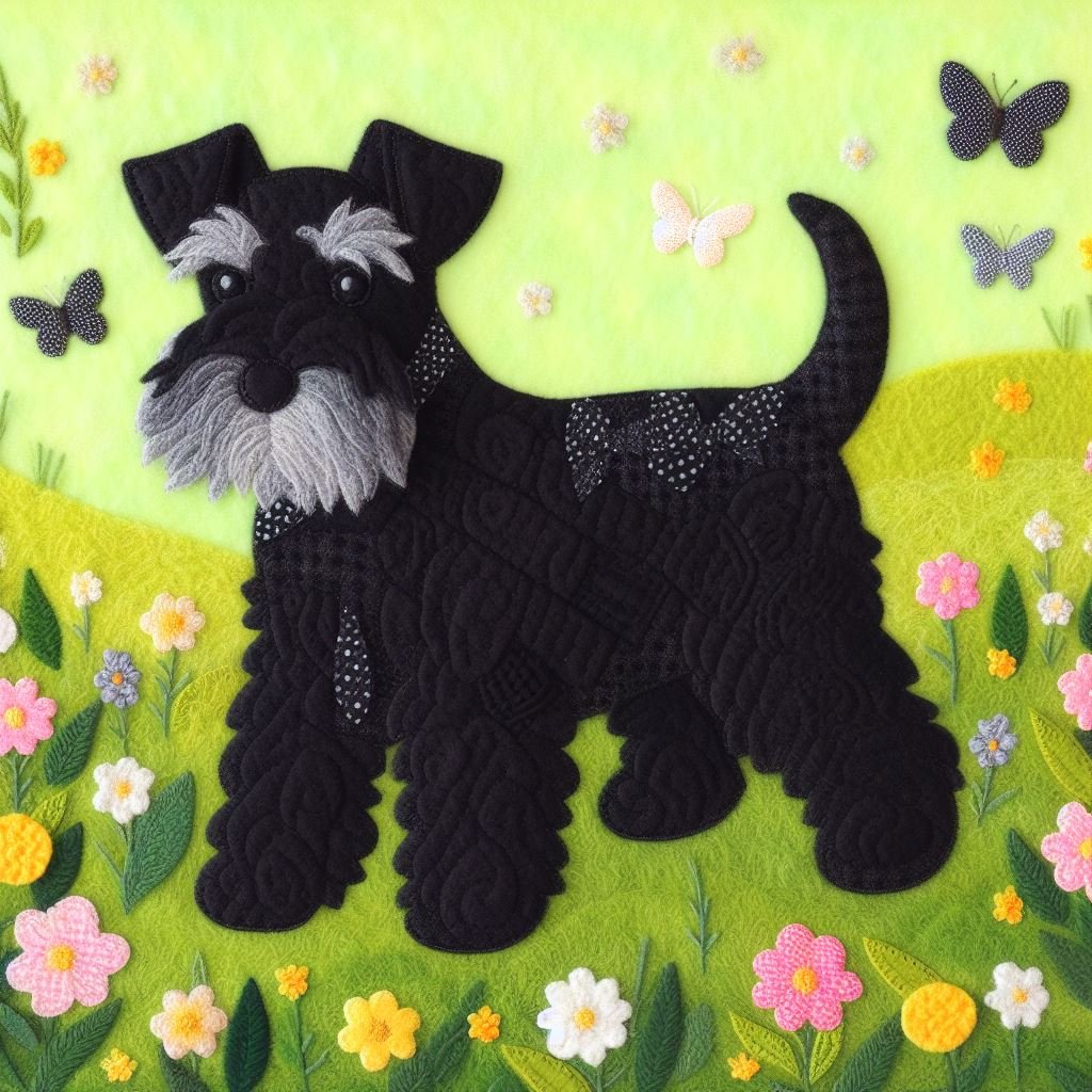 Felt Black Schnauzer Birthday Card