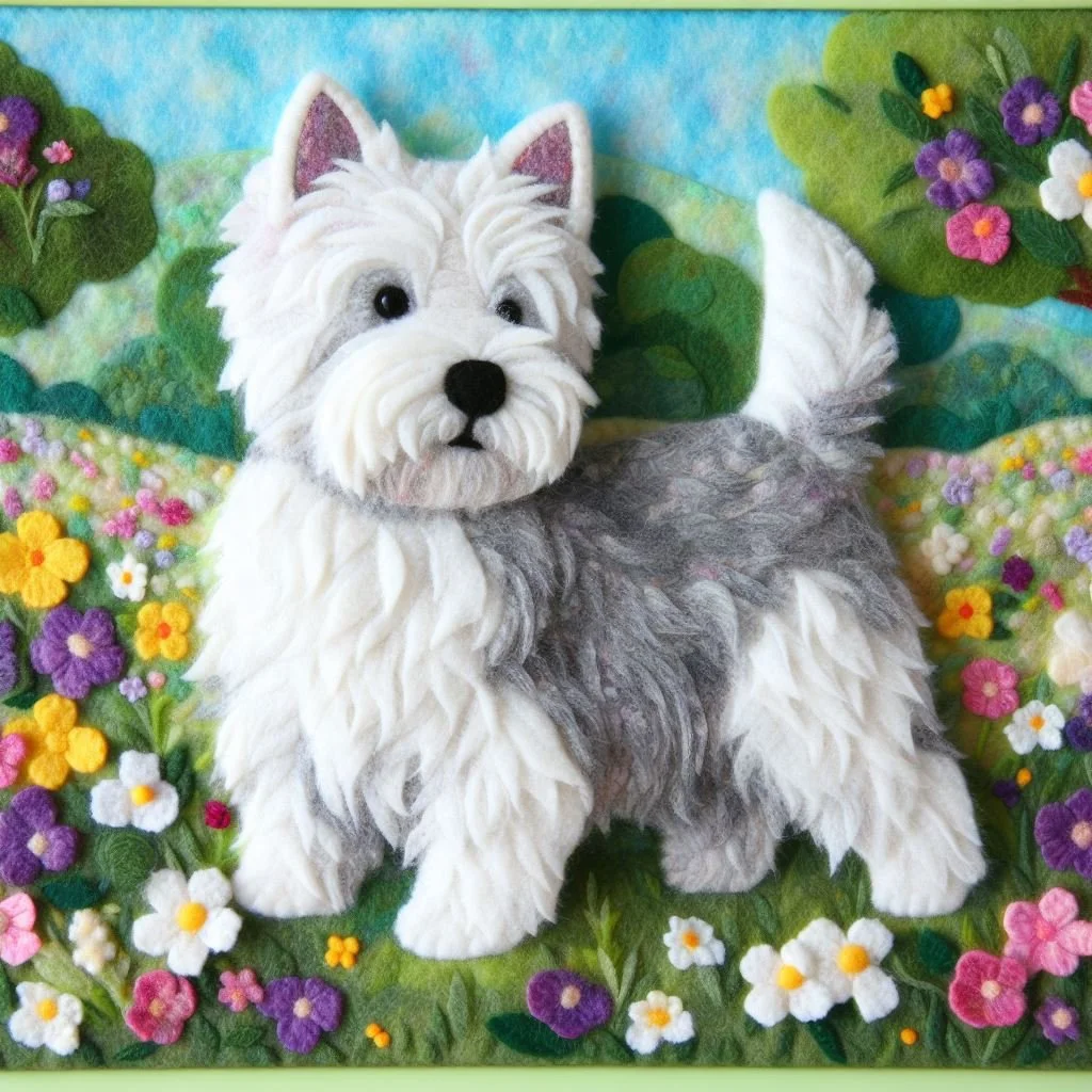 Felt West Highland Terrier Birthday Card