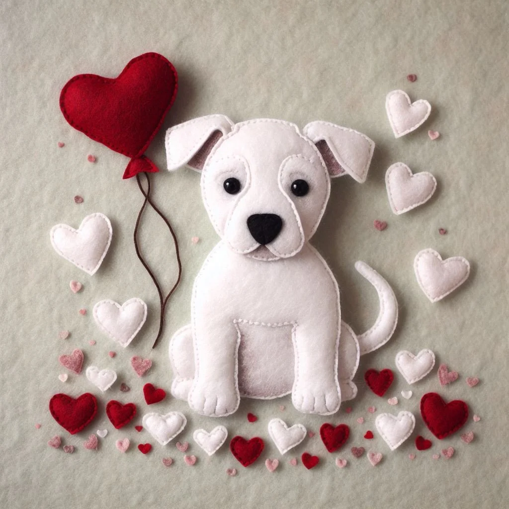 White Staffy Valentine Card