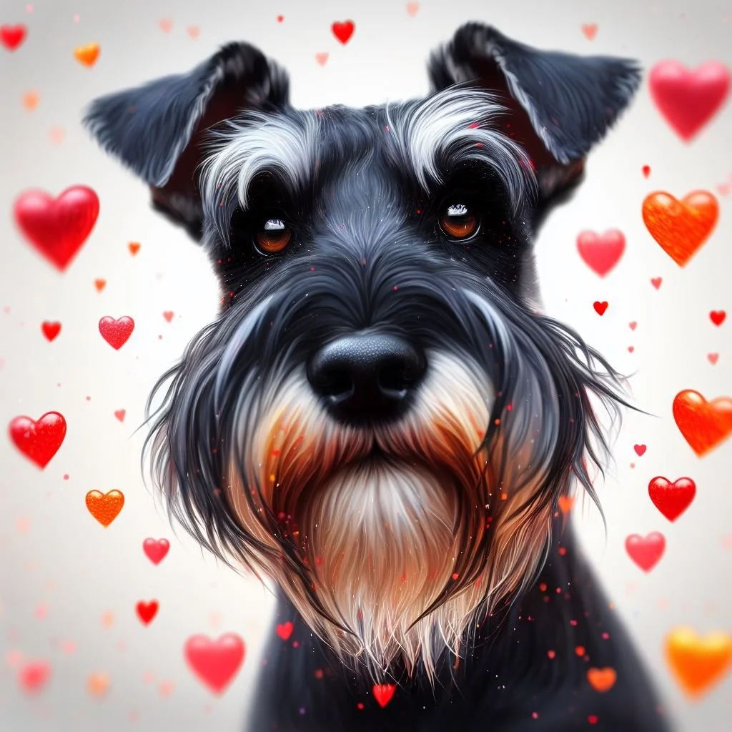 Schnauzer Red Hearts Card