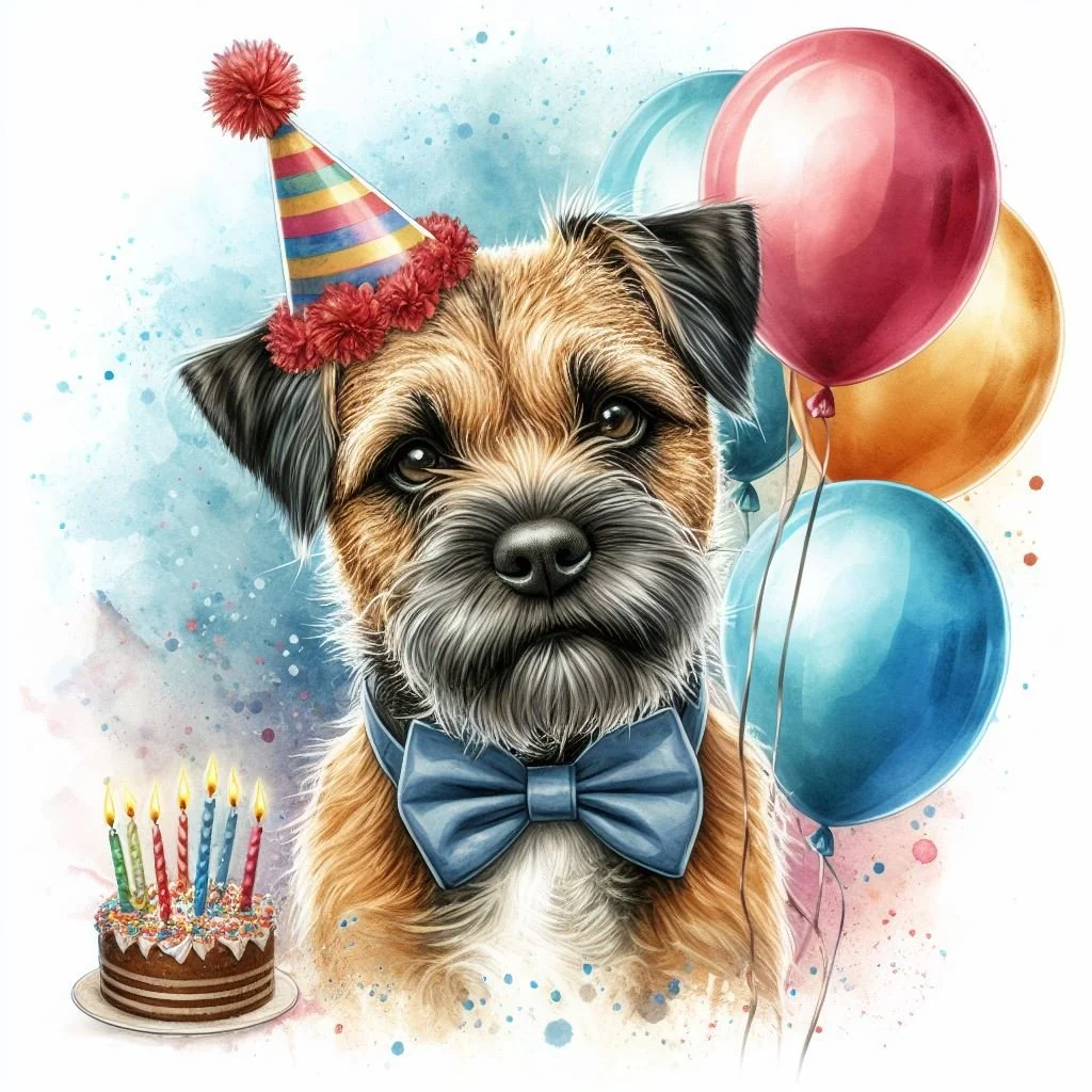 Border Terrier Balloon Greeting Card