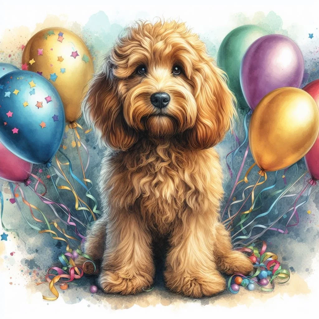 Cockapoo Balloon Greeting Card