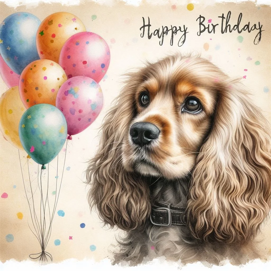 Golden Cocker Spaniel Balloon Card