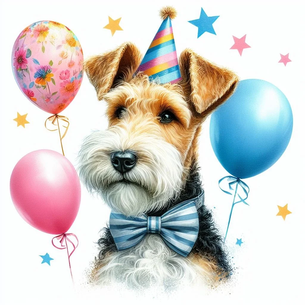 Fox Terrier Balloon Card