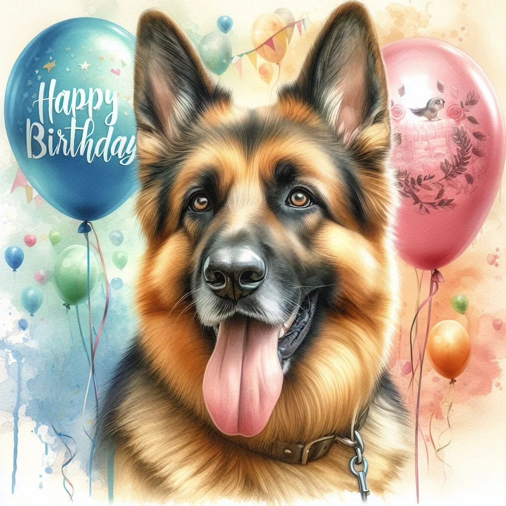 German Shepherd Balloon Card