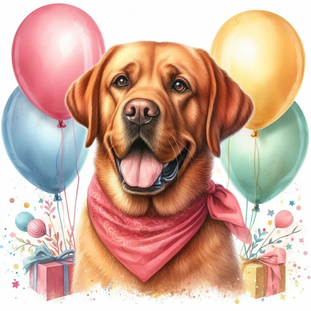Fox Red Lab Balloon Card