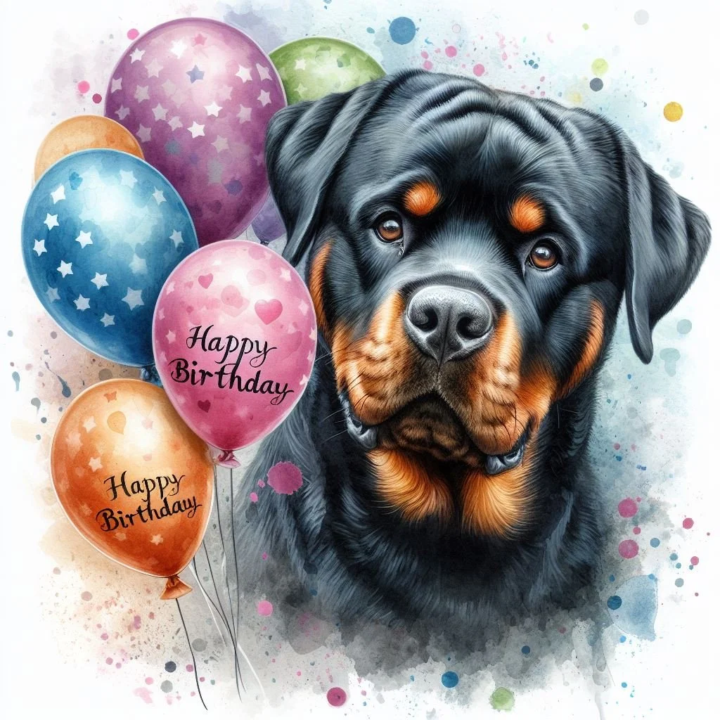 Rottie Balloon Greeting Card