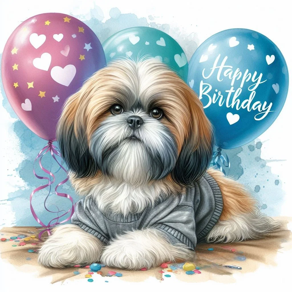 Shih Tzu Balloon Greeting Card
