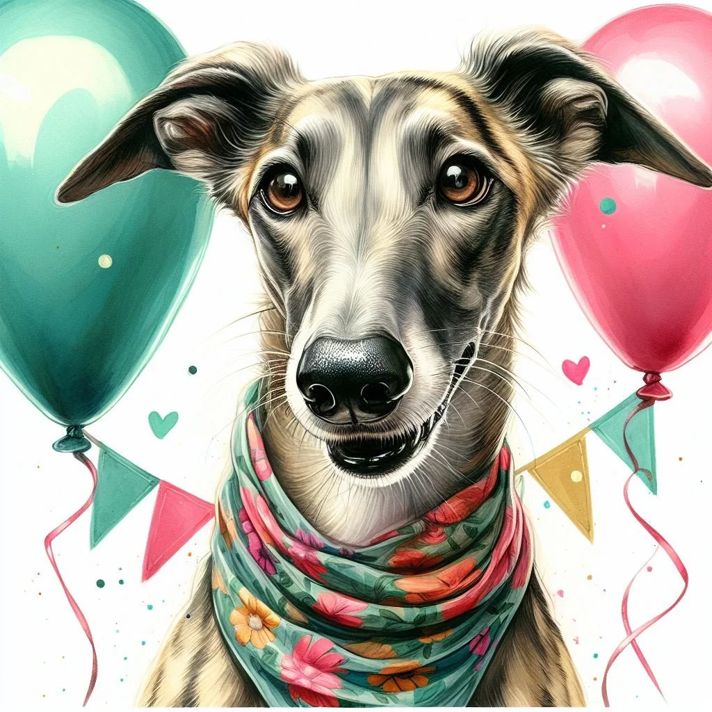 Whippet Balloon Greeting Card