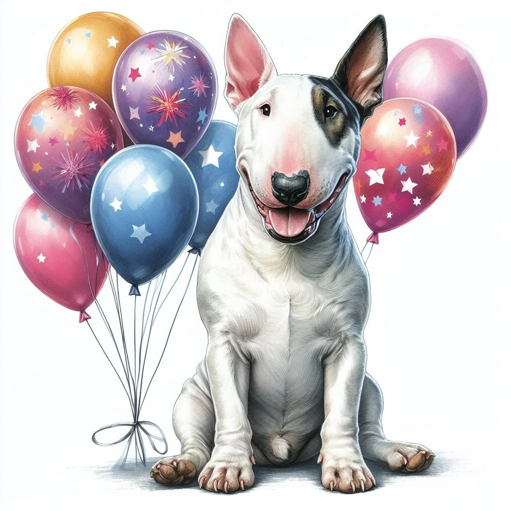 Bull Terrier Balloon Greeting Card