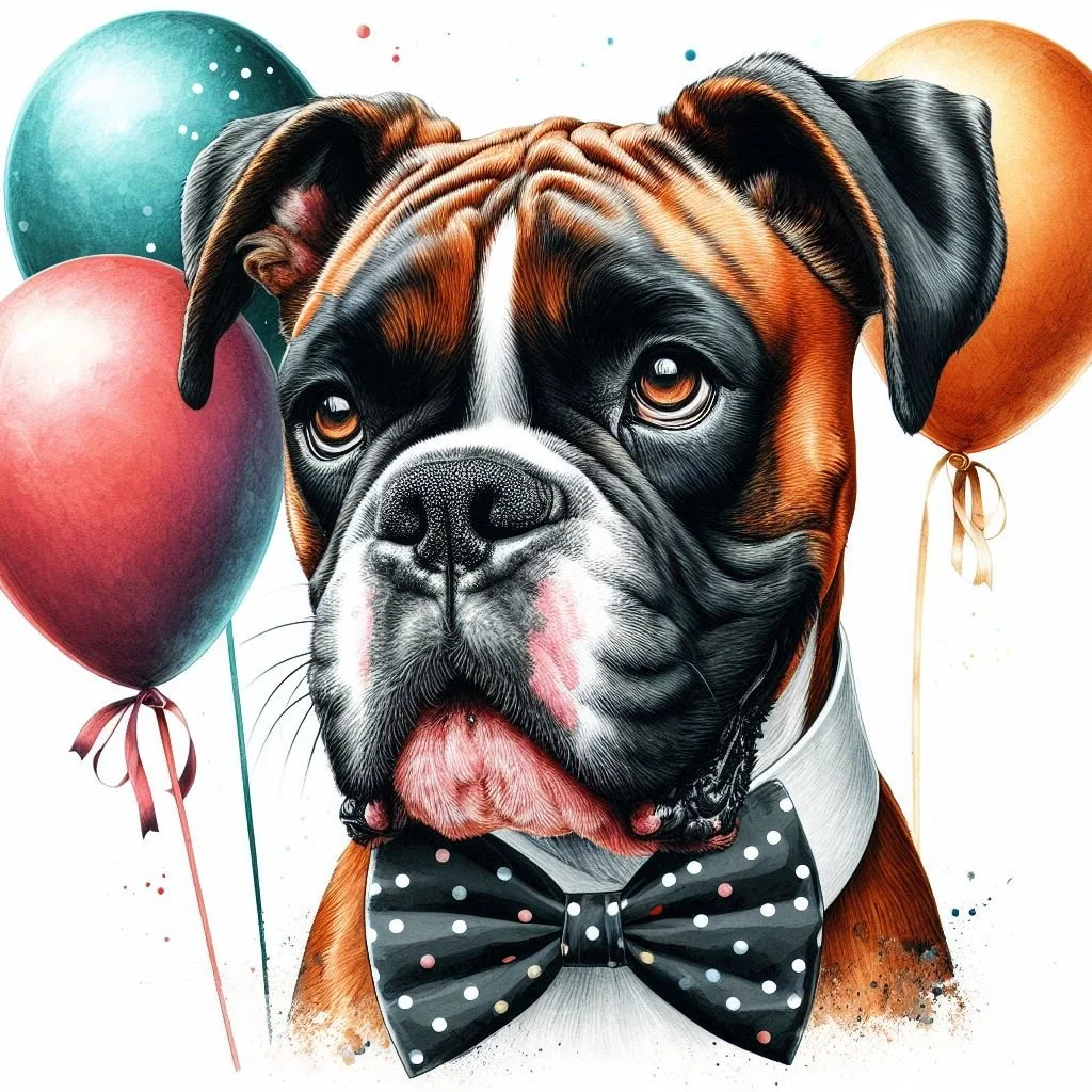 Boxer Dog Balloon Greeting Card