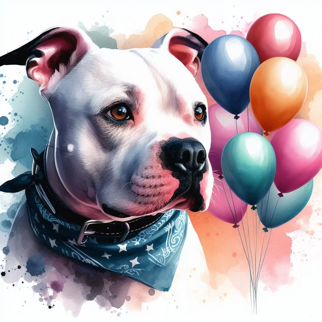 White Staffy Greeting Card