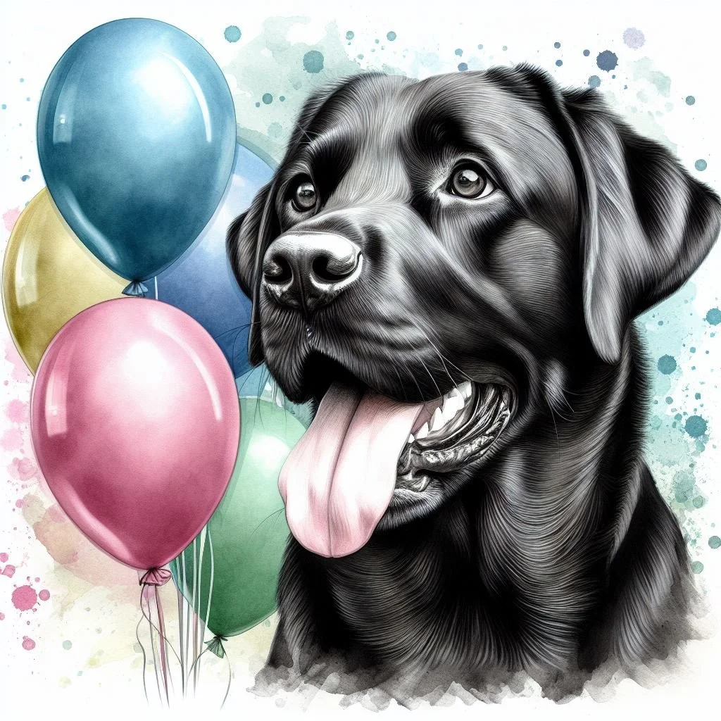Black Lab Balloon Card