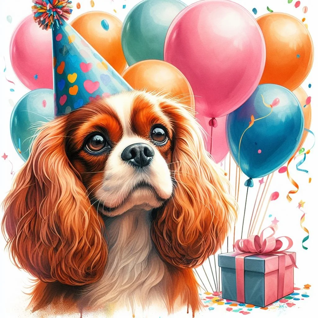 King Charles Spaniel Balloon Card