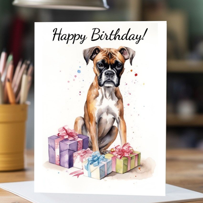 Large Boxer Birthday Card