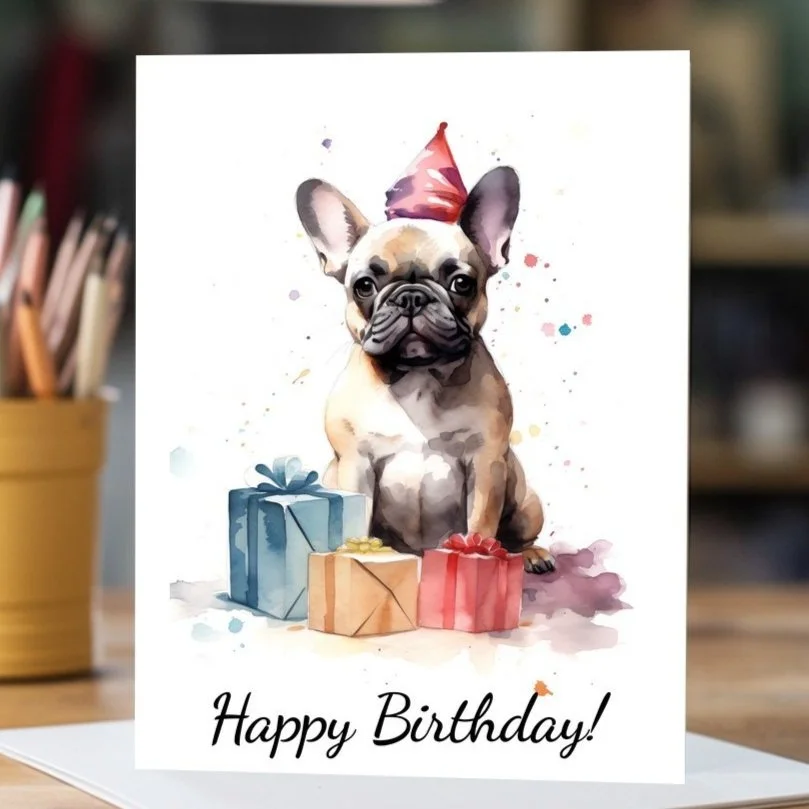 Large Frenchie Birthday Card