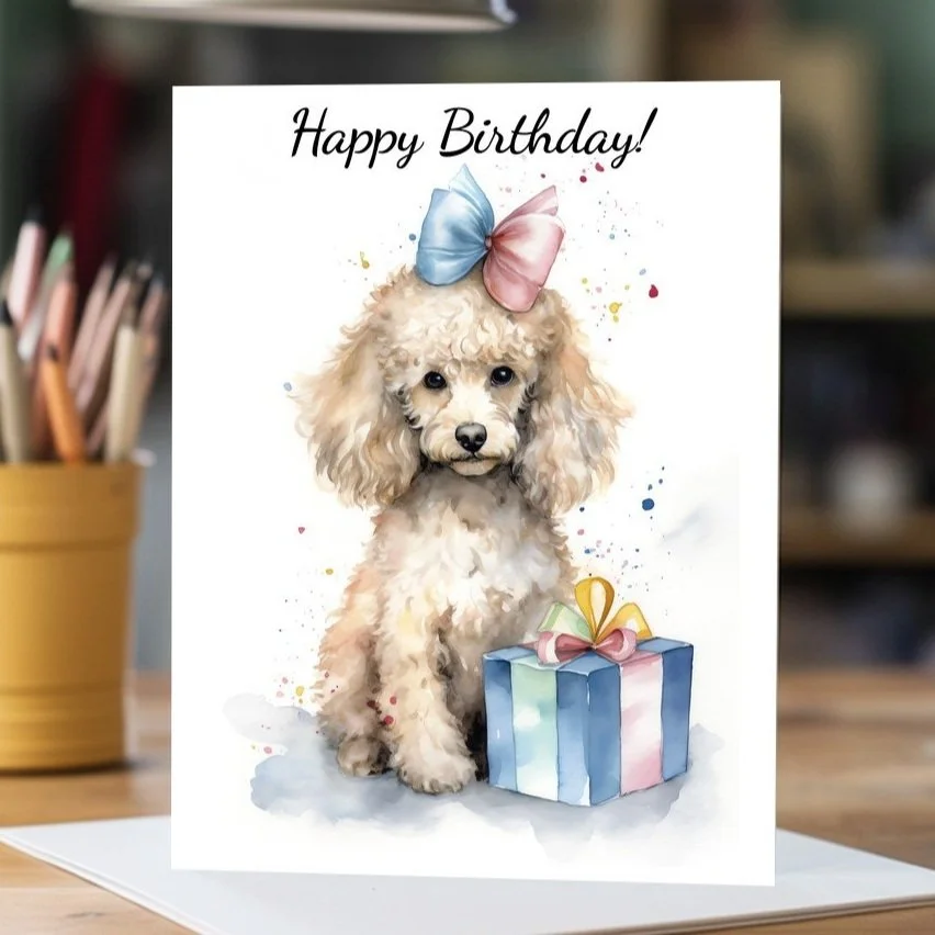 Large Poodle Birthday Card