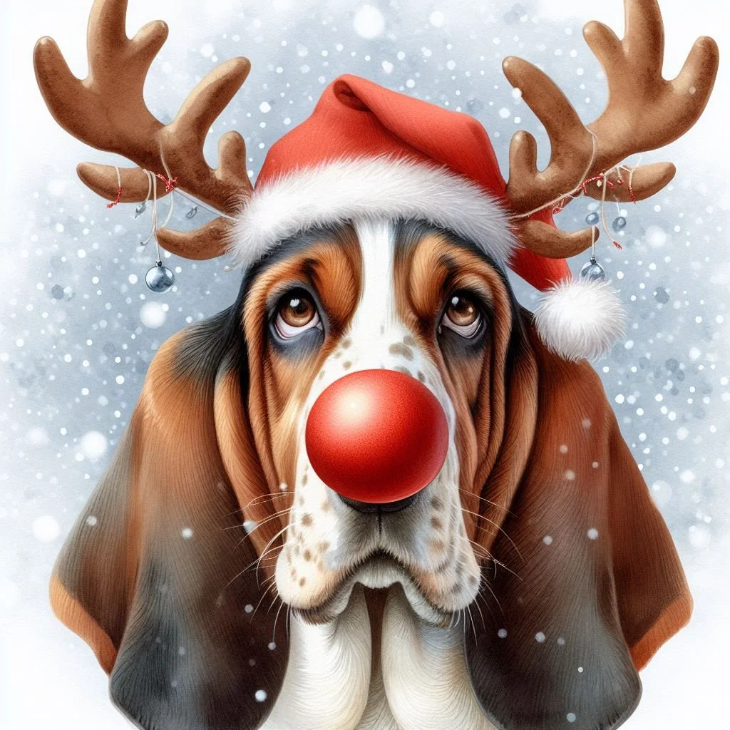 Pack of Basset Hound Christmas Card
