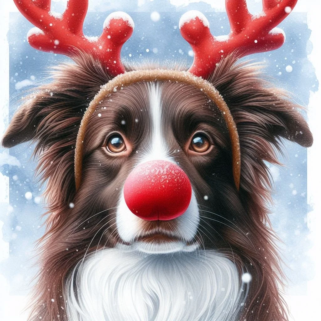 Pack of Chocolate Border Collie Christsmas Cards