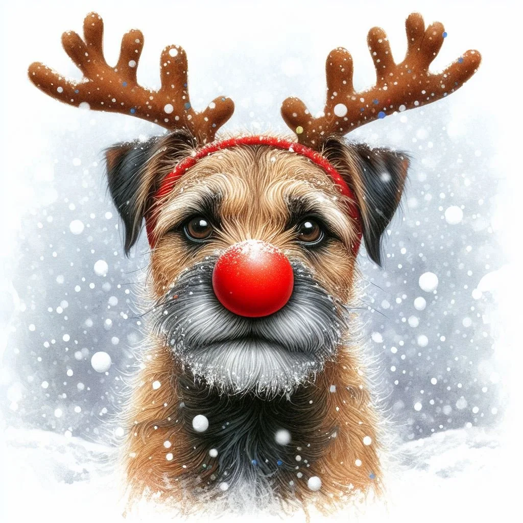 Pack of border terrier Christmas Cards