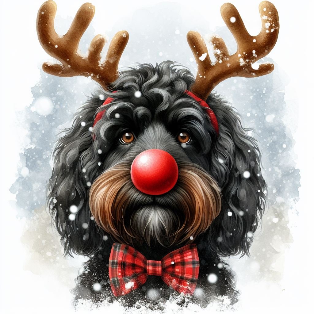 Pack of Black Cockapoo Christmas Cards