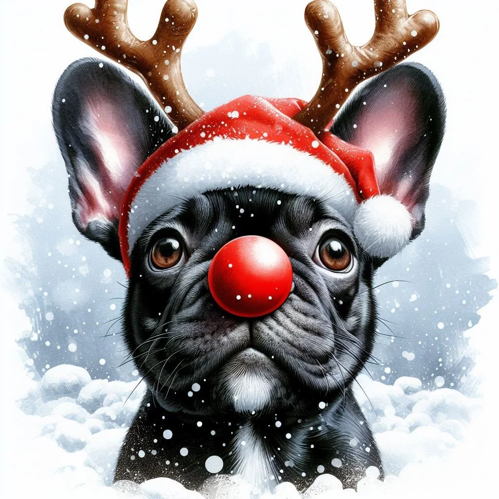 Pack of Black French Bulldogs Christmas Cards
