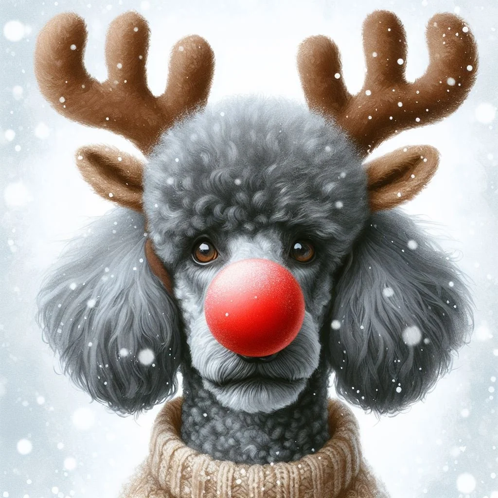 Pack of Grey Poodles Christmas Cards