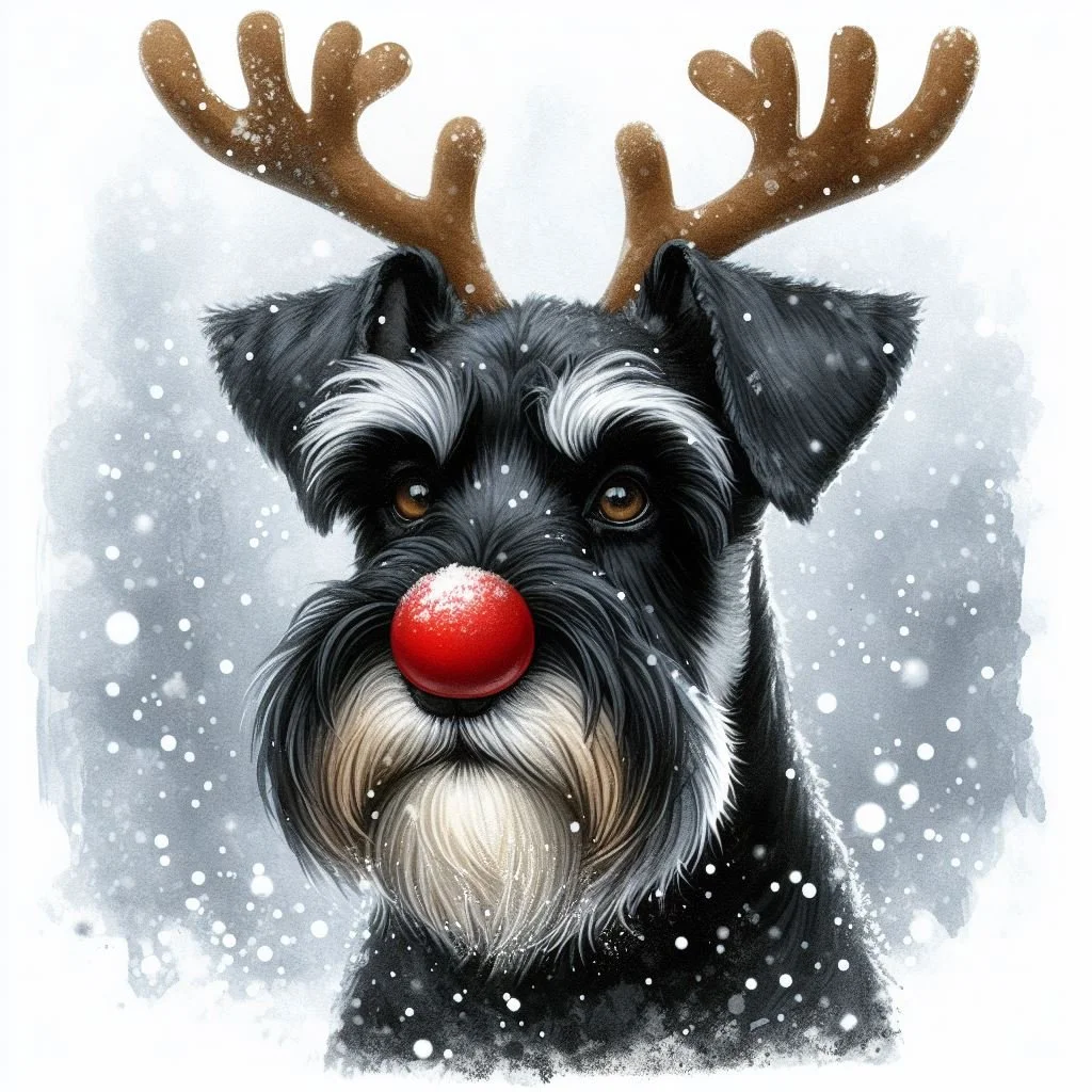 Pack of Black Schnauzers Christmas Cards