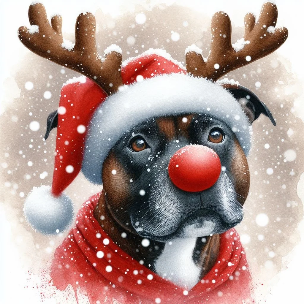 Pack of Staffies Christmas Card