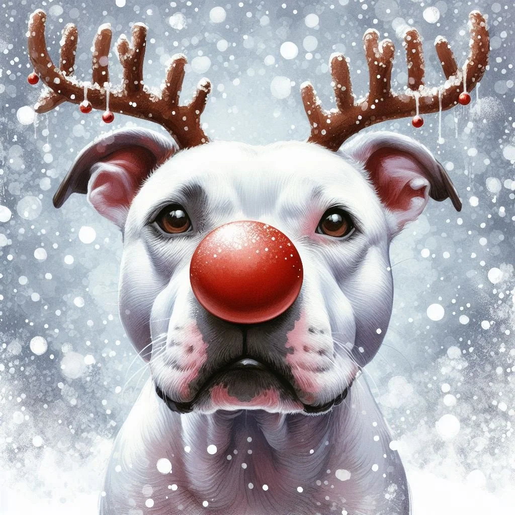 Pack of White Staffies Christmas Cards