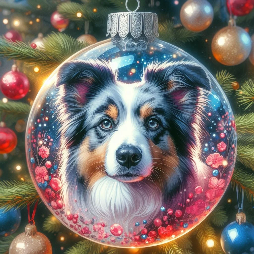 Pack of Merle Border Collie Christmas Cards