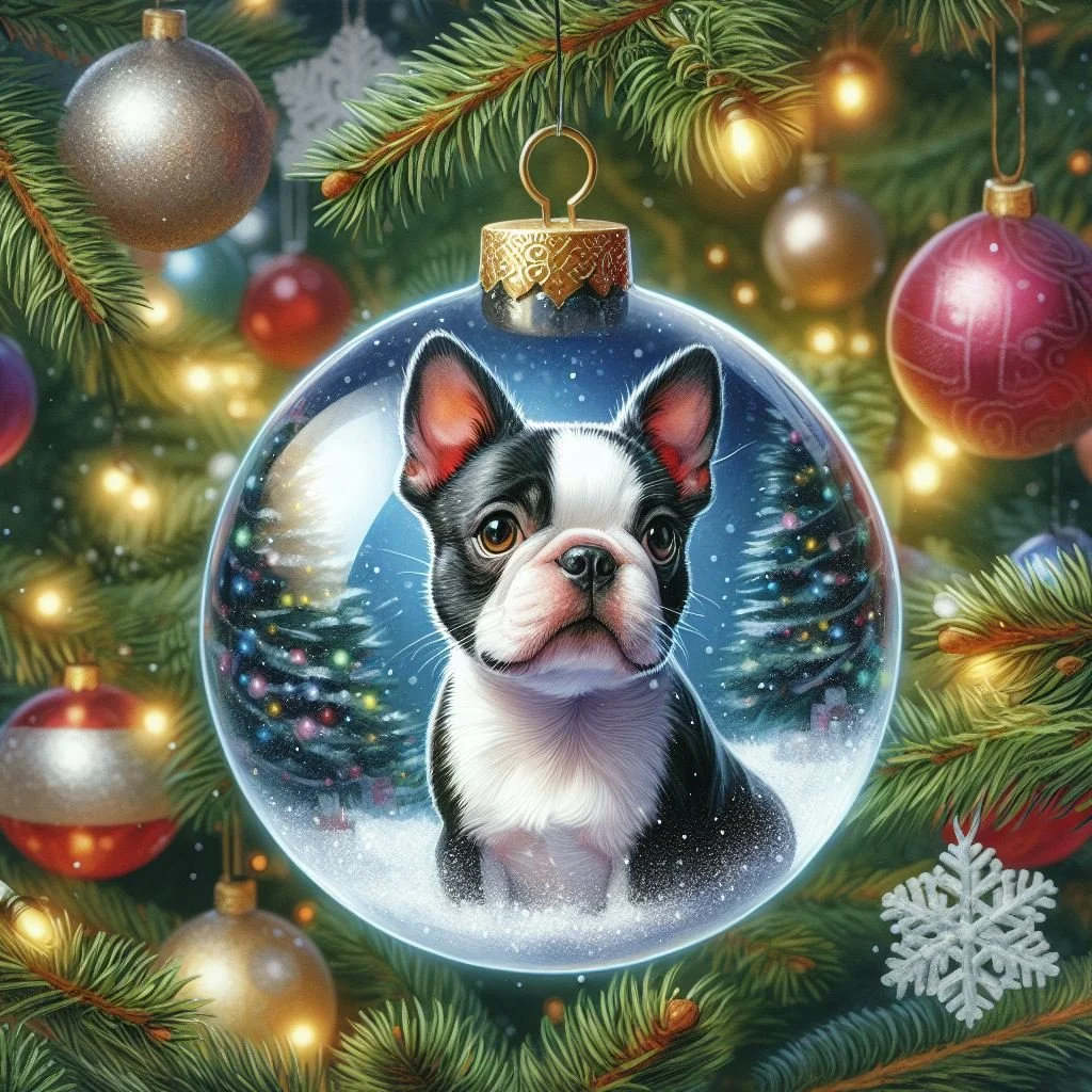 Boston Terrier pack of Christmas Cards