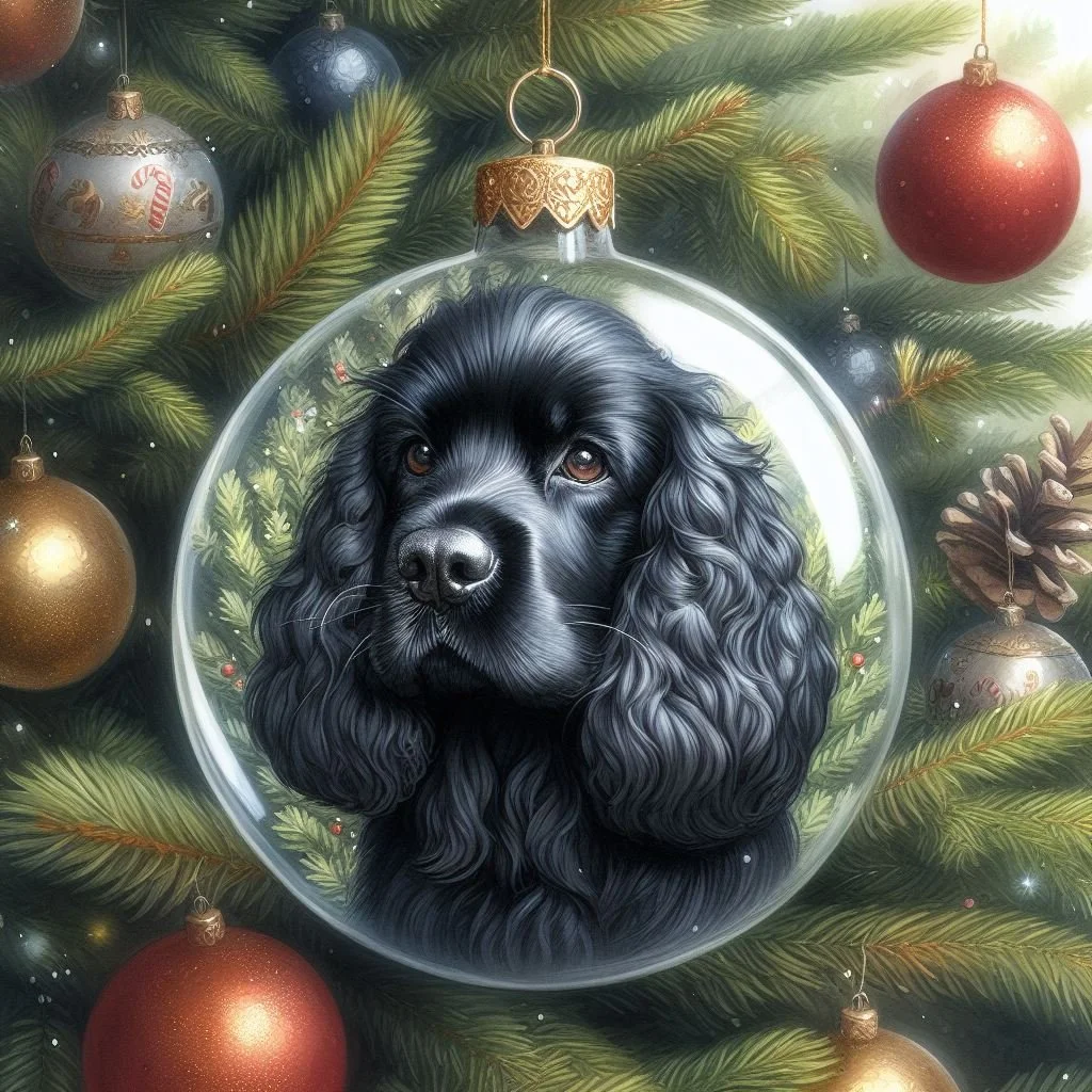 Black Cocker Spaniel Christmas Card